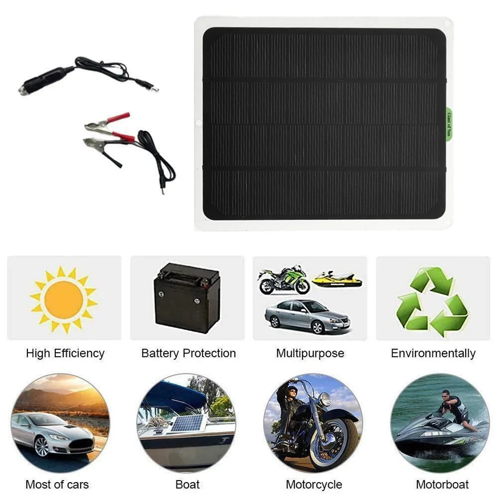 occkic 20W 12V/5V Monocrystalline Charging Flexible Solar Panels with Battery Clips for Cars RV Yachting Charger Outdoor Charger