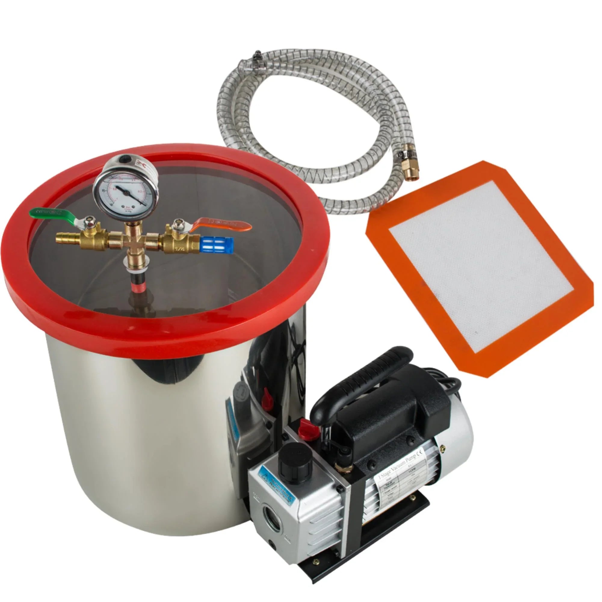 Effortlessly Remove Air Bubbles with our Stainless Steel Silicone Machine and Powerful Vacuum Pump Kit