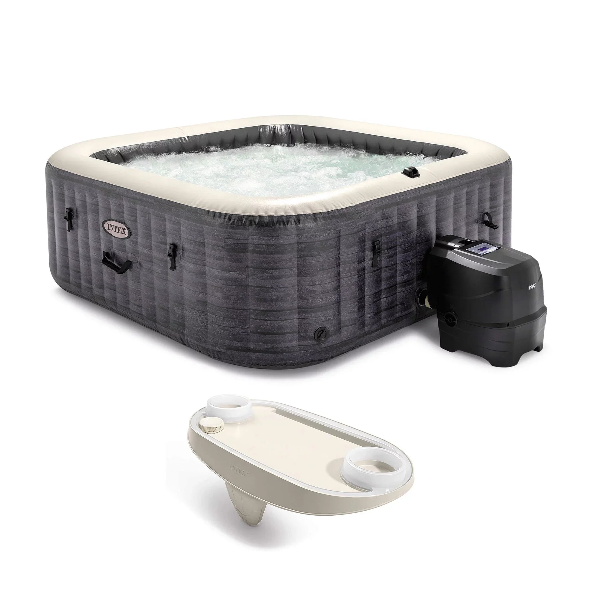 Intex PureSpa Plus Greystone Inflatable Hot Tub, 94 x 28", with Phone Tray