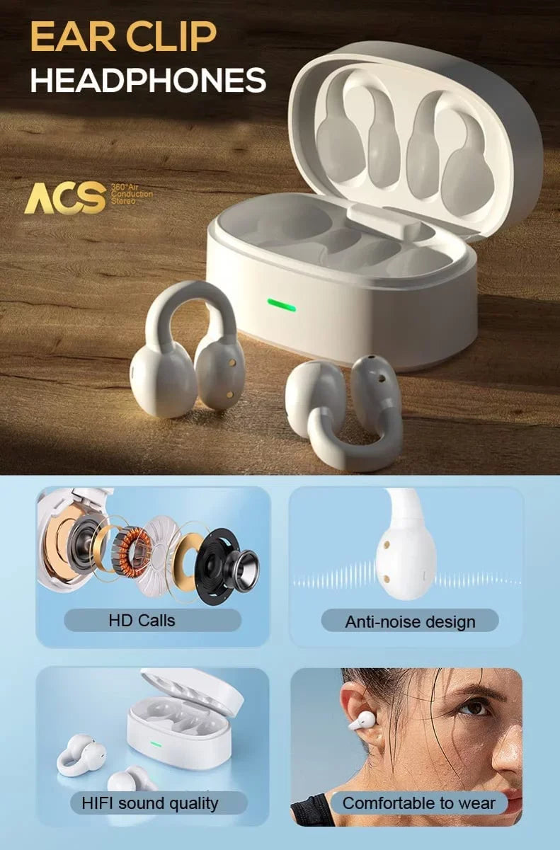 Wireless Ear-Clip TWS Earphones for Galaxy XCover / XCover6 Pro - Bluetooth Earbuds True Stereo Charging Case Hands-free Mic Headset for Galaxy XCover / XCover6 Pro