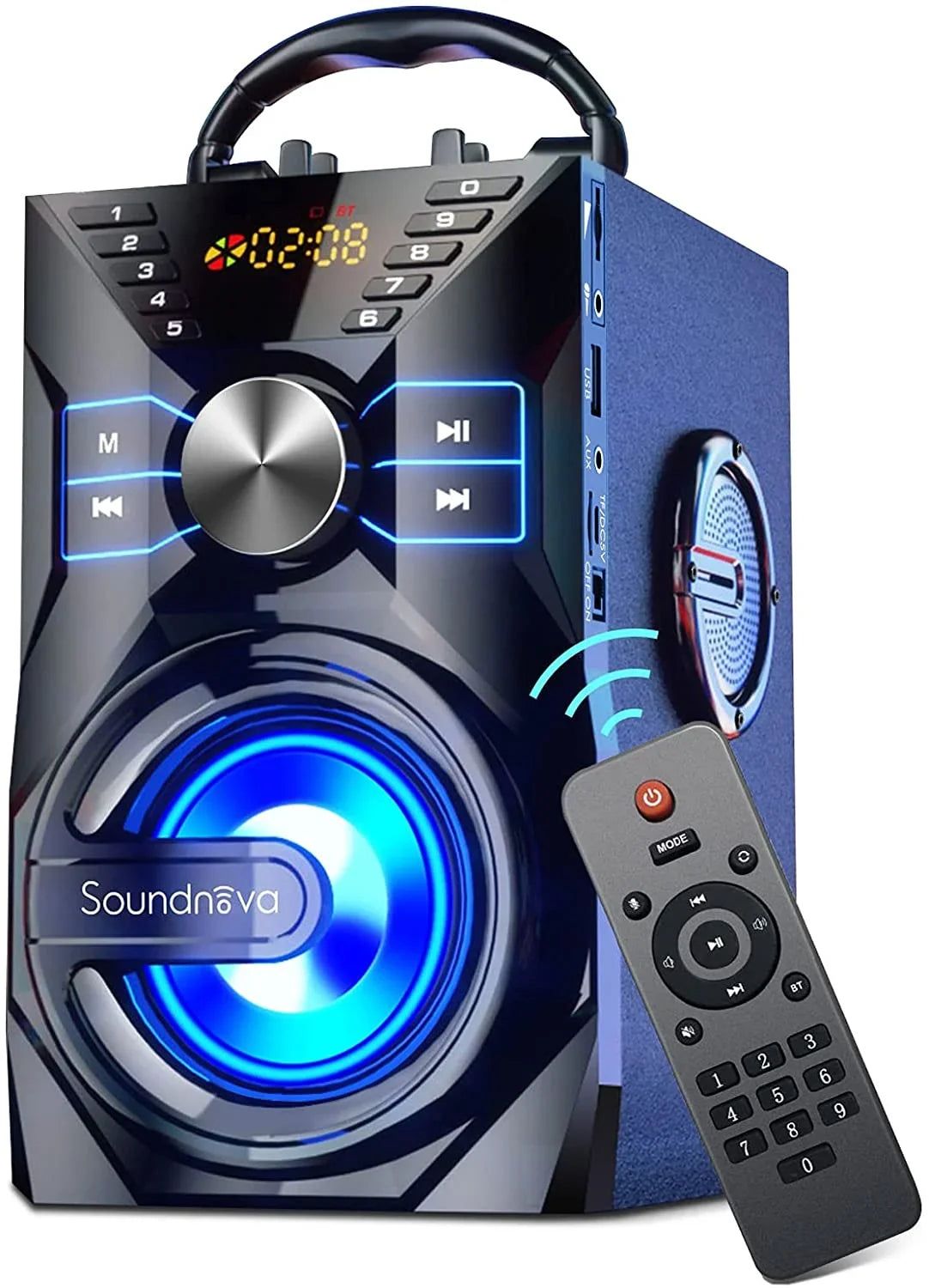 25W(35W Peak) Portable Bluetooth Speaker, Loud Party Wireless Speaker with 10W Subwoofer 6000mah Libattery LCD Display Light Mic AUX Remote Control U Disk TF Card, for Home Outdoor Pool Beach Camping