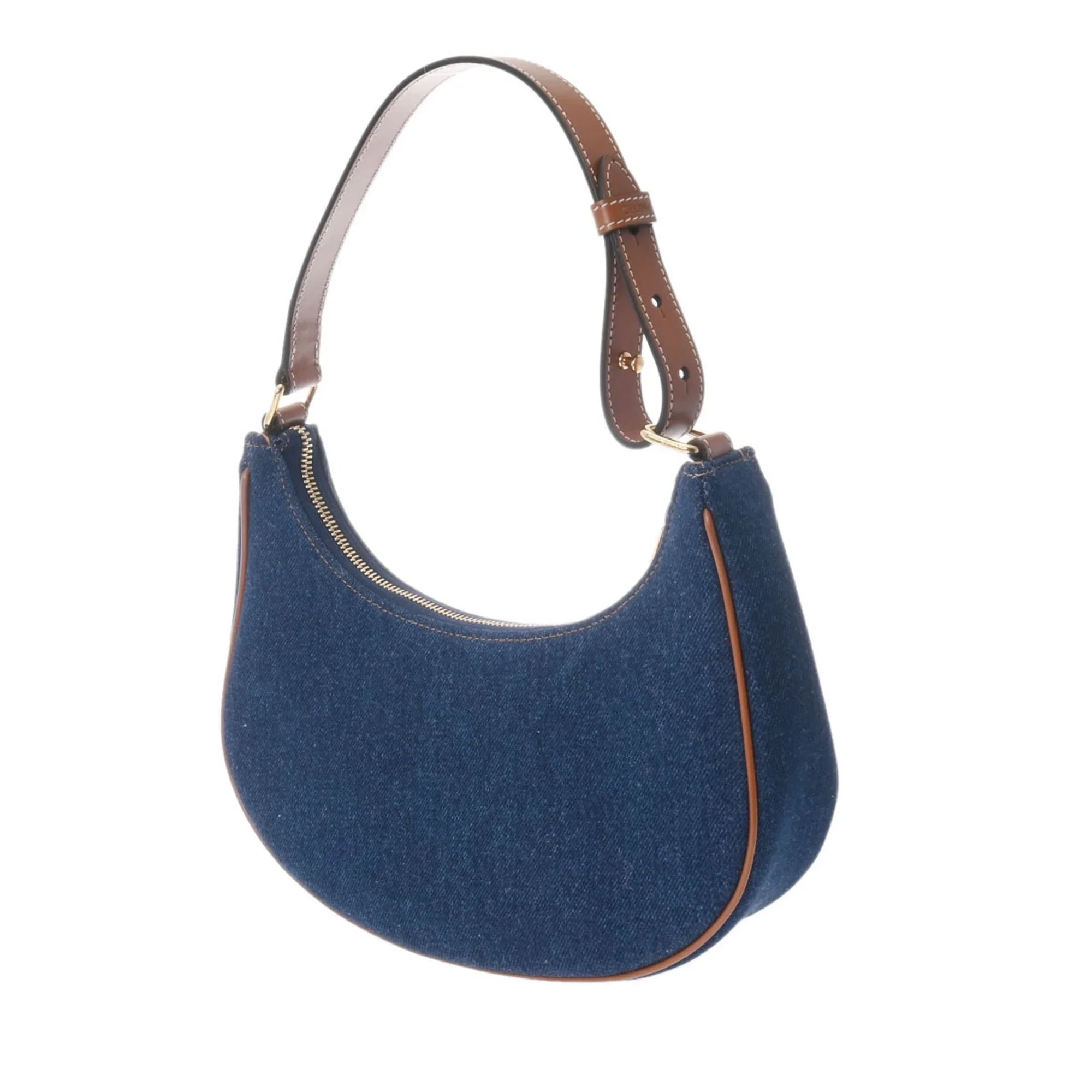 Pre-Owned CELINE Ava Blue 193952DKA Women's Denim Leather Handbag (Like New)