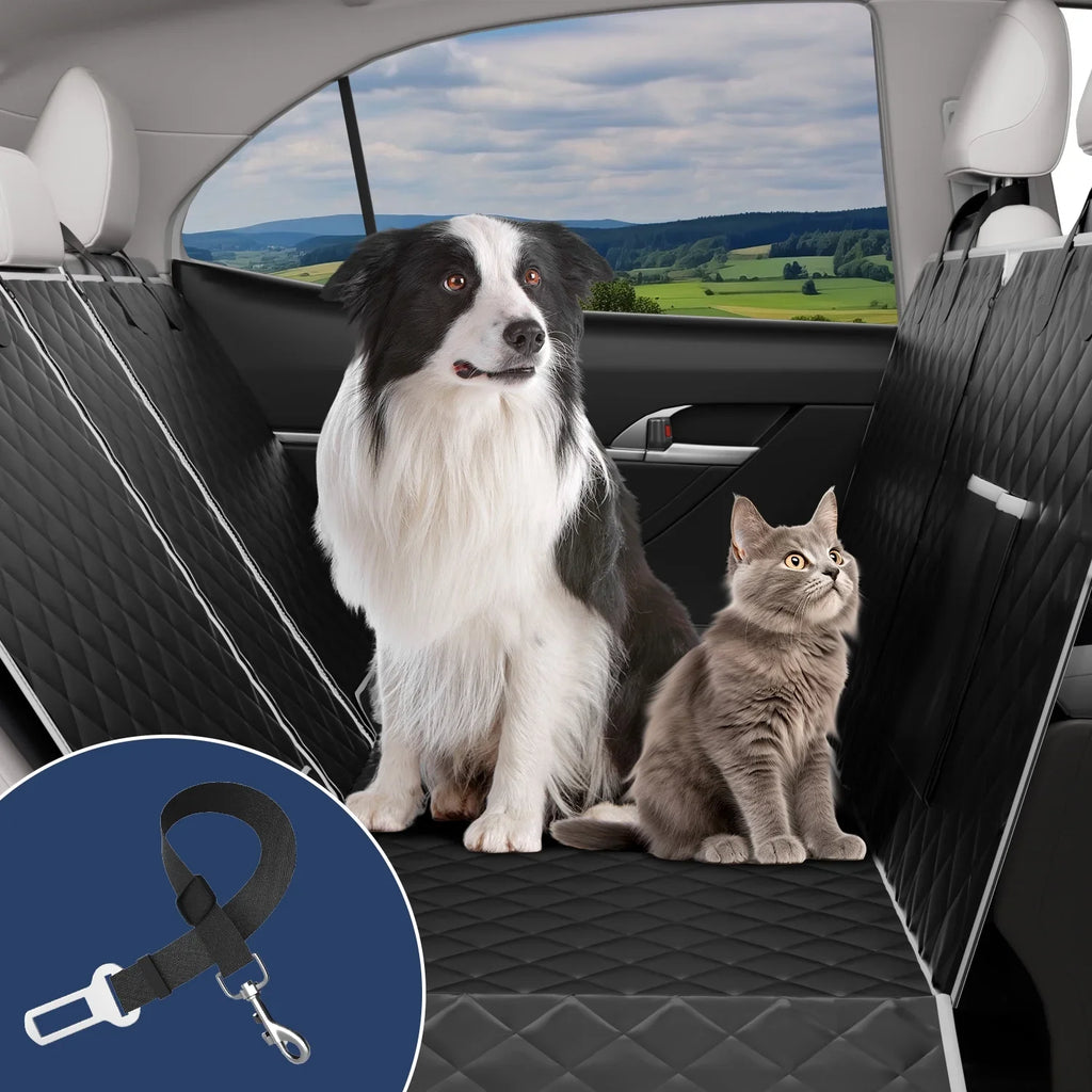 Dog Car Seat Cover for Back Seat, Fluid Pet Seat Cover 600D Scratch-Proof Dog Seat Cover for Truck, Vehicle SUV, Tesla, Machine Washable,Color Black