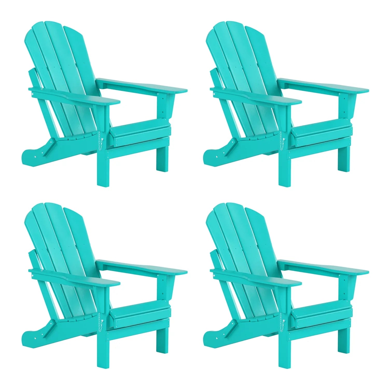 EXTRA PLATINUM Classic Outdoor Patio Folding Poly Adirondack Chairs (Set of 4), Turquoise