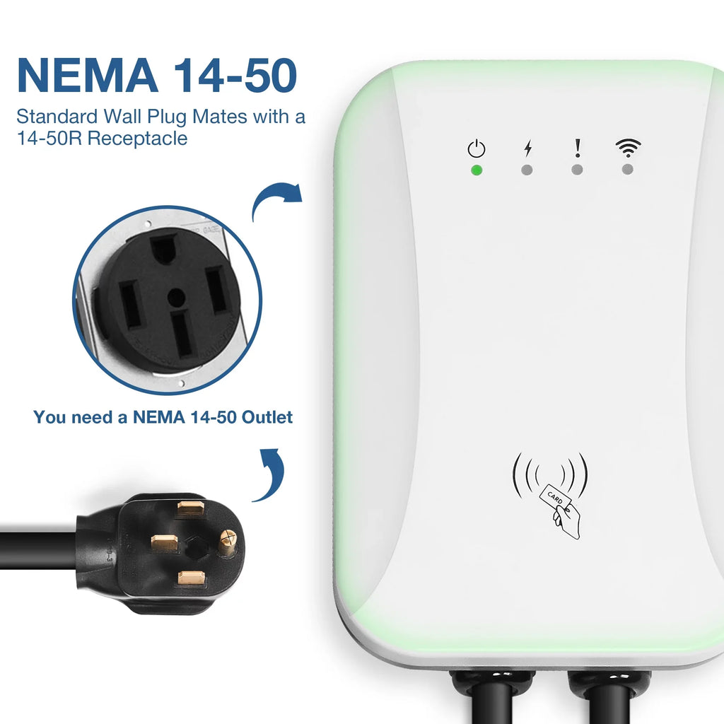 NEMA 14-50 Level 2 EV Charger Portable Electric Vehicle Charger with 25 ft Charging Cable, SAE J1772 Standard Plug (40 Amp, 240 Volt ) Indoor/Outdoor Car Charging Station NEMA 14-50