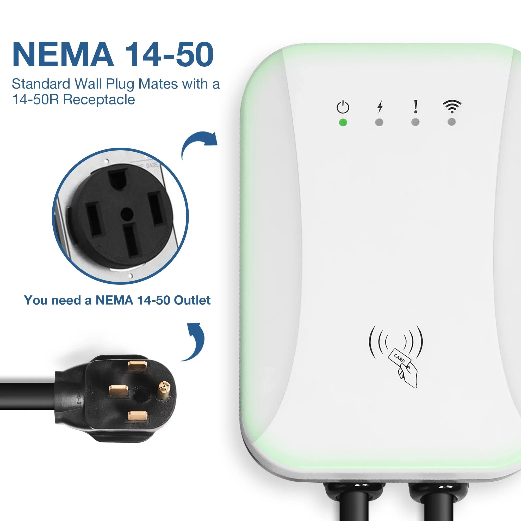 NEMA 14-50 Level 2 EV Charger Portable Electric Vehicle Charger with 25 ft Charging Cable, SAE J1772 Standard Plug (40 Amp, 240 Volt ) Indoor/Outdoor Car Charging Station NEMA 14-50
