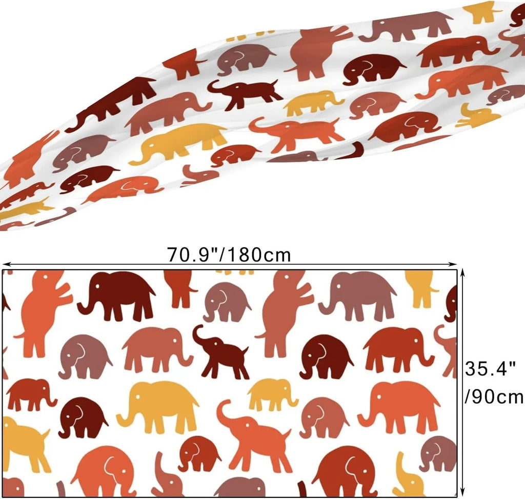 Hyjoy Cute Elephants On White Long Silk Neck Scarf Lightweight Shawl Wrap Scarves for Women Girls