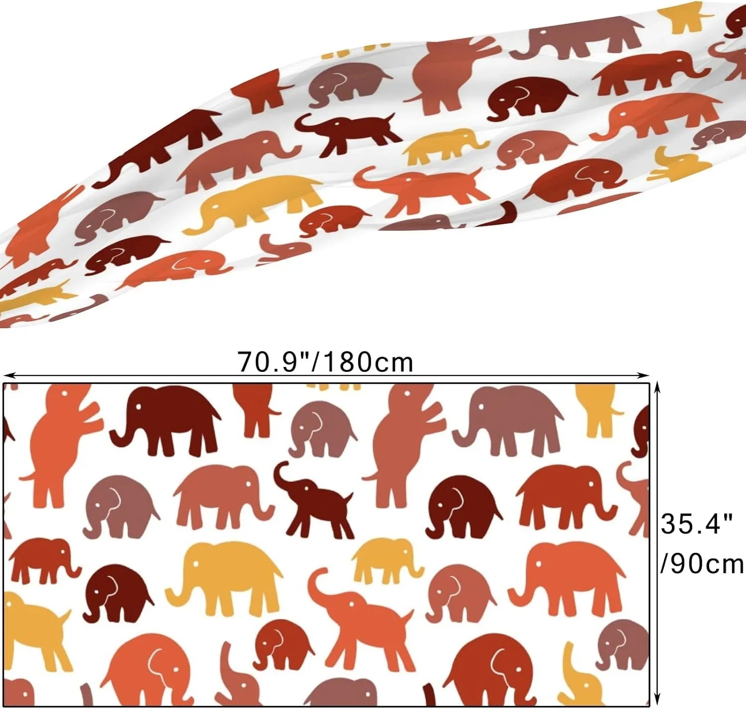 Hyjoy Cute Elephants On White Long Silk Neck Scarf Lightweight Shawl Wrap Scarves for Women Girls