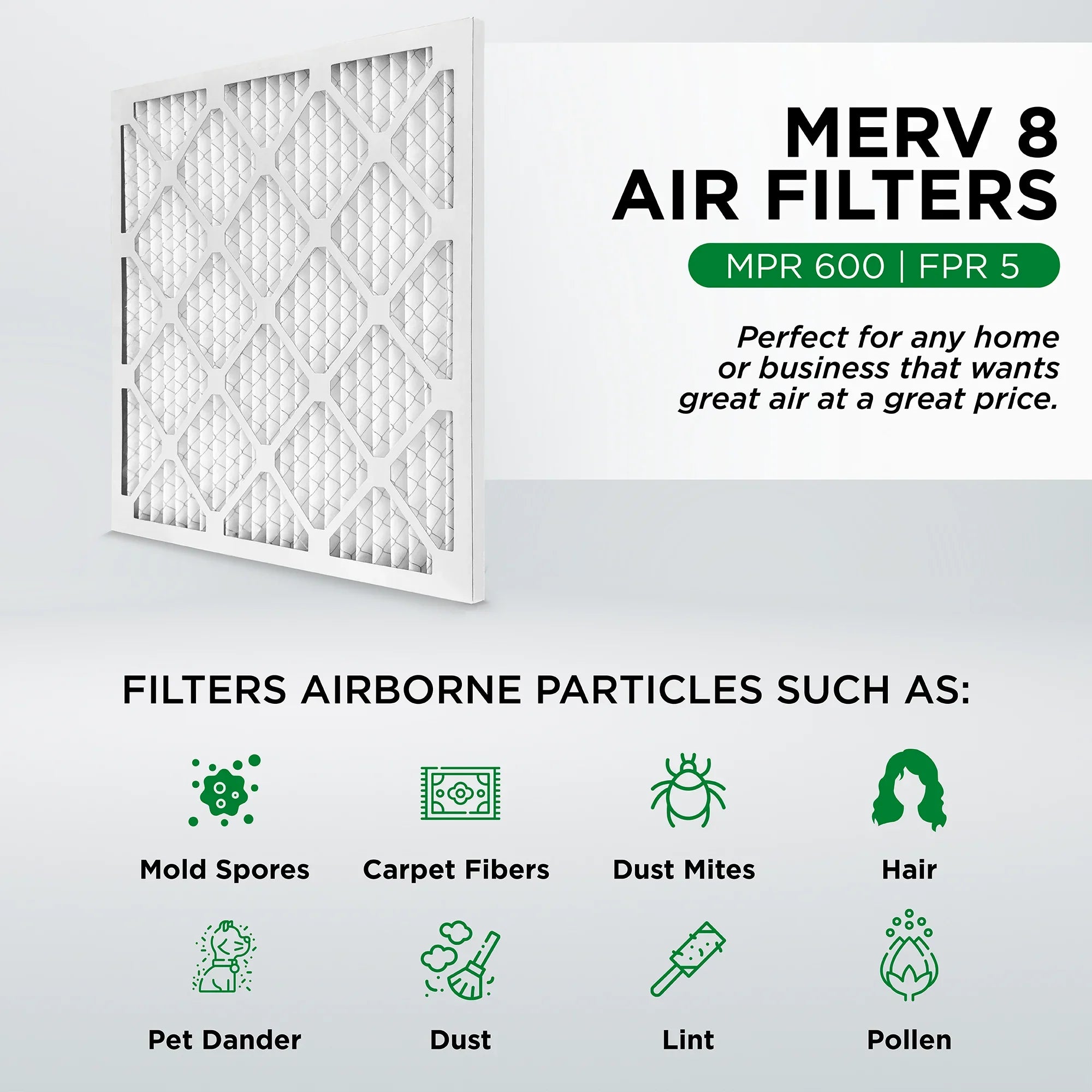 Pamlico Air 18x18x1 MERV 8 Pleated AC Furnace Air Filters. Case of 12. Actual Size: 17-3/4 x 17-3/4 x 3/4