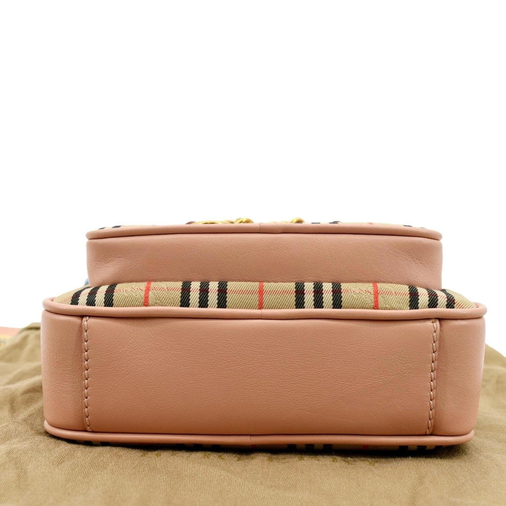 Pre-owned BURBERRY 1983 Knight Check Link Crossbody Camera Bag Light Pink