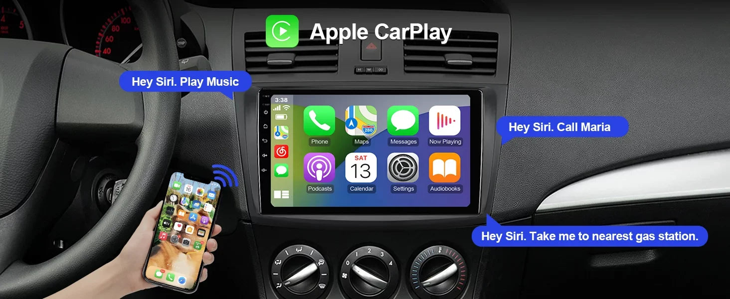 Android 10 Double Din Car stereo for Mazda 3 2010 2011 2012 2013 with 9 Inch Display Radio Built-in Wireless Carplay/Android Auto/GPS/Bluetooth/FM/AUX-in/Steering Wheel Control Backup Camera 2+32G