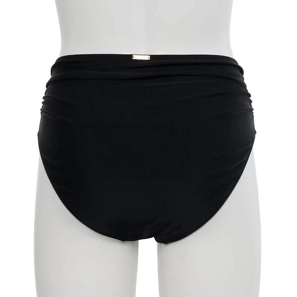 Nicole Miller BLACK Twist Front Bikini Top + Hi Waist Shirred Bottom 2Pc XL