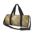 Coaee Vintage World Map Large Capacity Travel Luggage Bag Cylinder Gym Bag Liquid Sports Bag with Pocket and Compartment