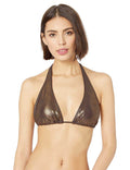 Vince Camuto Metallic Halter Bikini Top (Bronze, M)