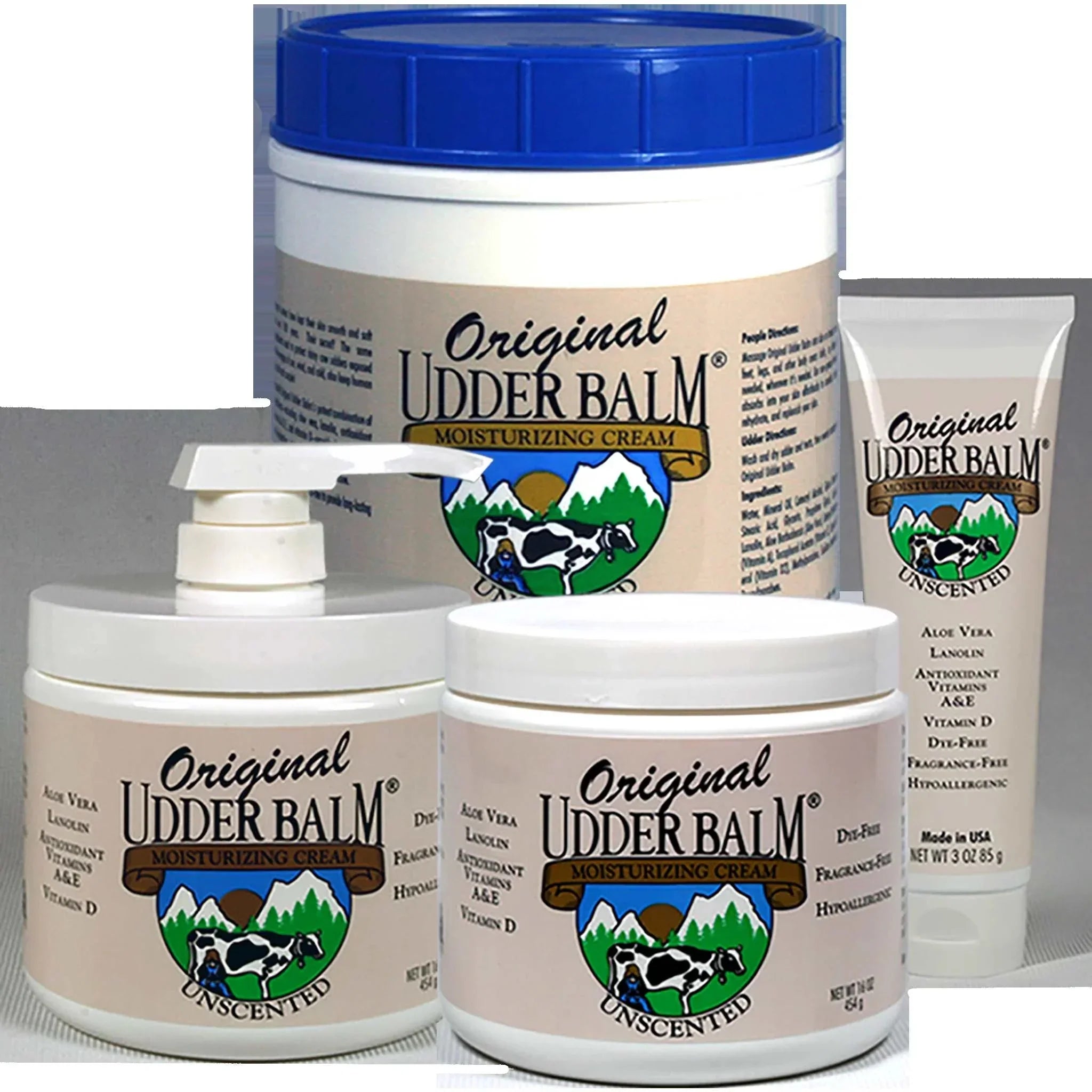 Unscented Original Udder Balm Moisturizing Cream with Aloe & Lanolin 64oz Refill Tub.