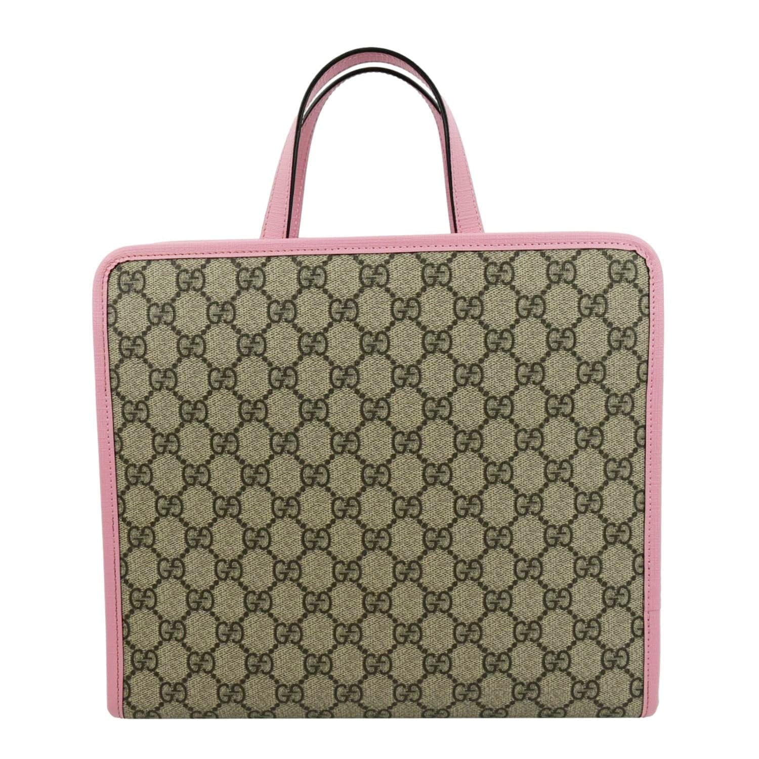 Pre-owned GUCCI Kids Strawberry GG Supreme Canvas Tote Bag Beige 630589