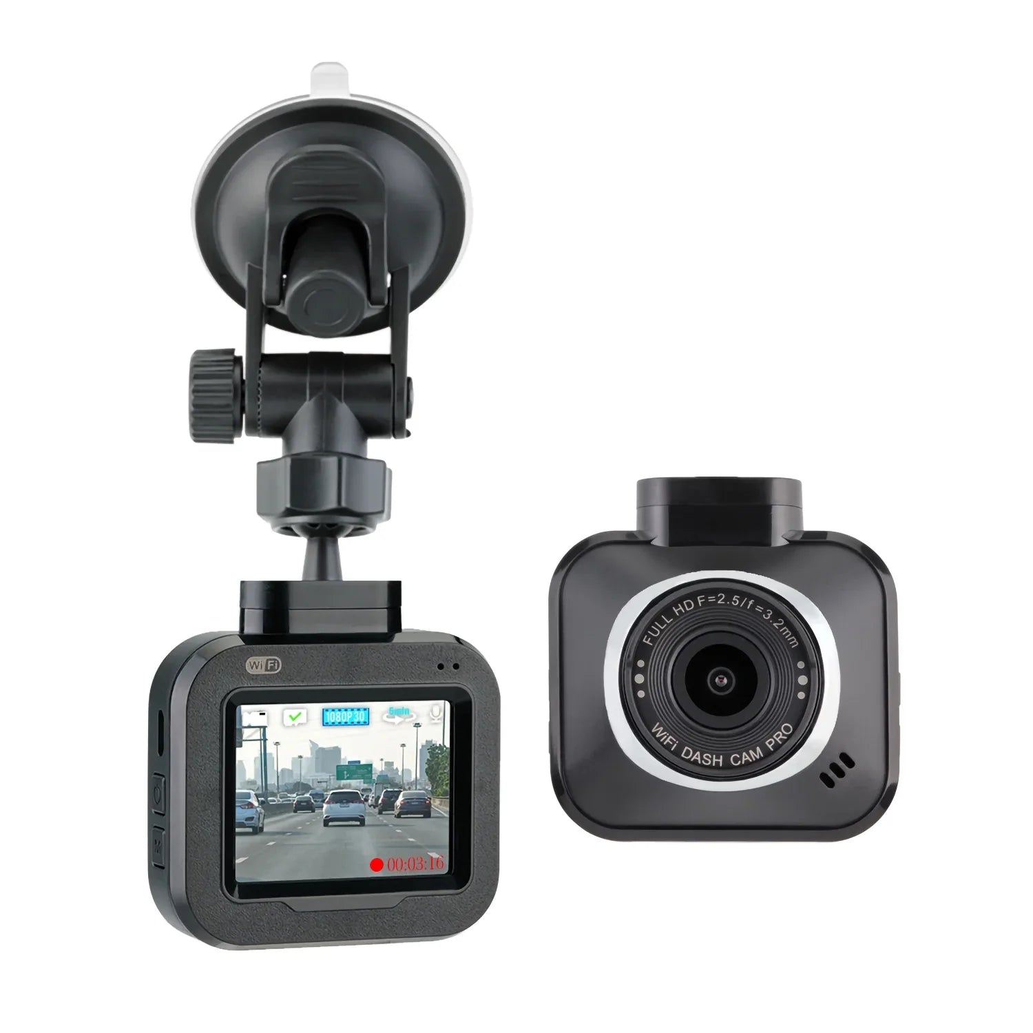 DashCam PRO - Wi-Fi, 1080p Full HD Car Camera, Wide Angle Camera with G-Sensor and Endless Loop Recording