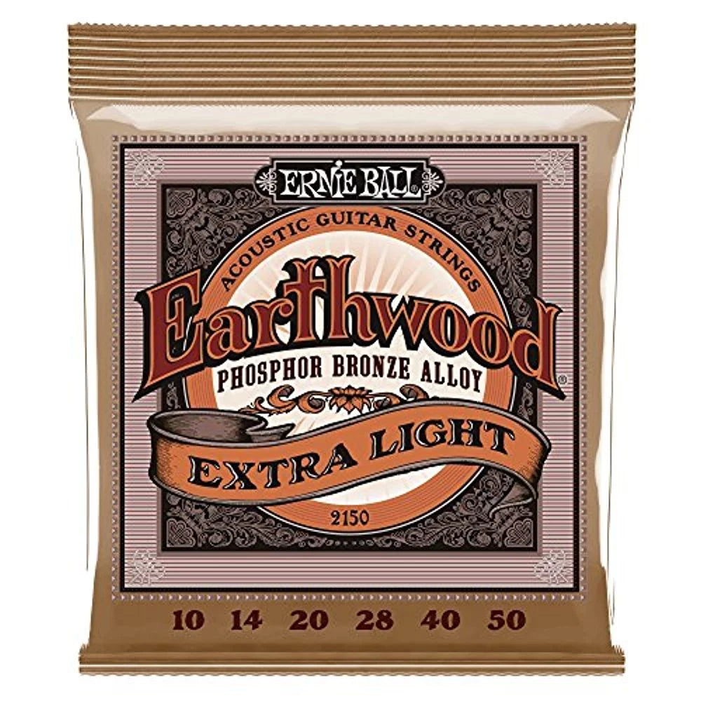 4 PACK Ernie Ball P02150 Earthwood Extra Light Phosphor Bronze Acoustic String Set, .010 - .050