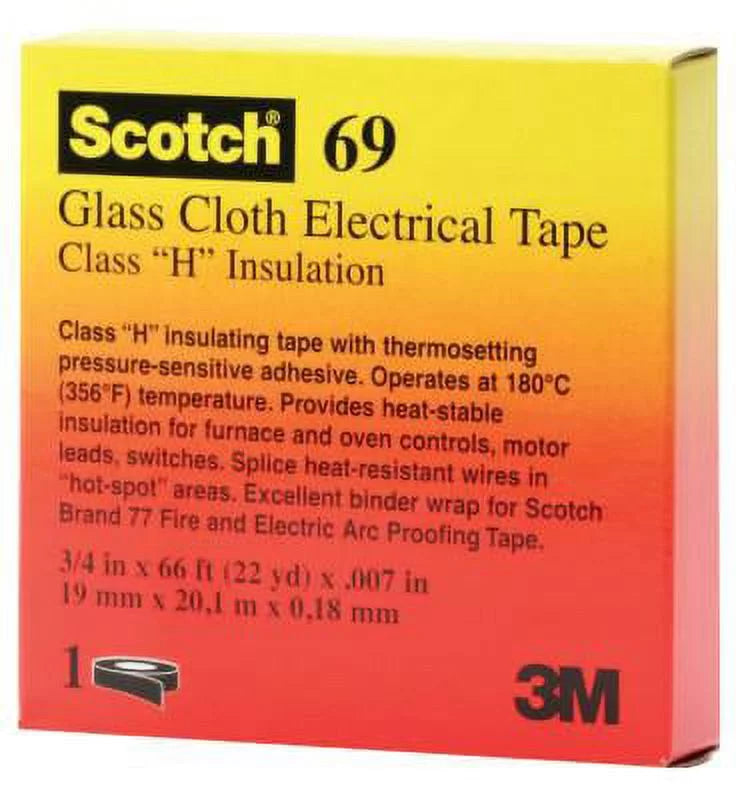 Scotch Glass Cloth Electrical Tapes 69, 1/2 In X 66 Ft, White| 1 Roll
