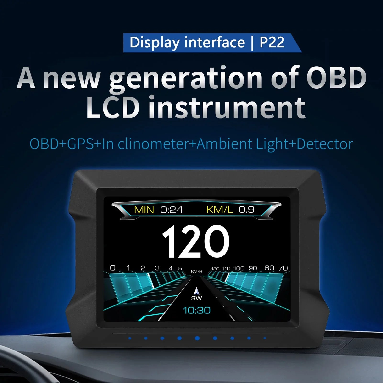 Arealer Multi-Functions Trip Computer P22 Universal Car HUD Car Gauge, OBDⅡ Diagnostic and Slope Meter Digital Speedometer Driving Computer Overspeed for All Vehicles