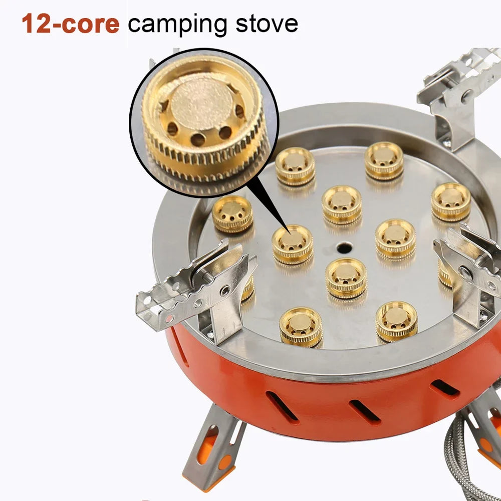ZYZY 12-Core Camping Stove, Windproof and High-Power Gases Stove - Outdoor Furnace for Camping