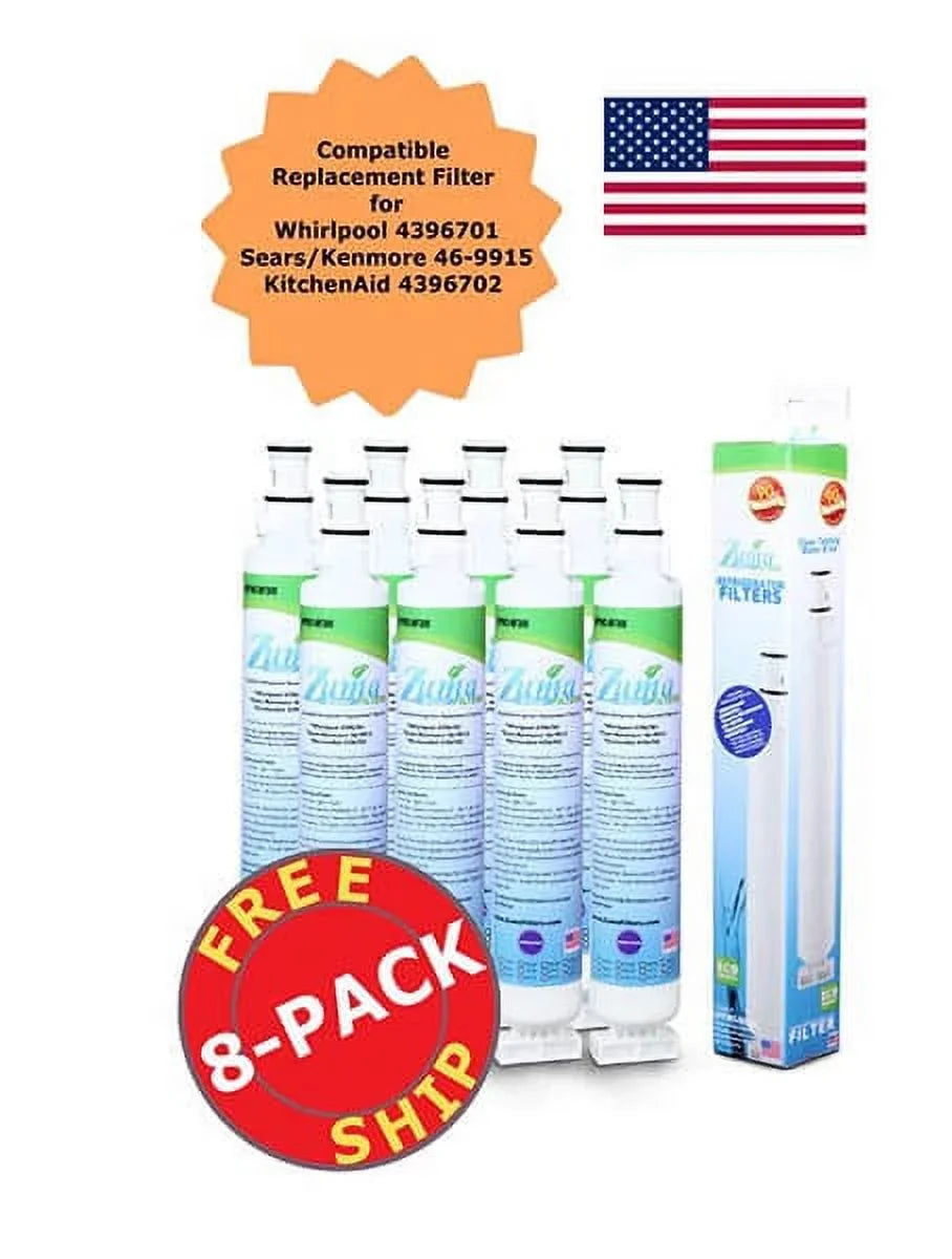 ZUMA Brand , Fluid and Ice Filter , Model # OPFW3-RF300 , Compatible with Whirlpool® RWF1021 - 8 Pack - Made in U.S.A.