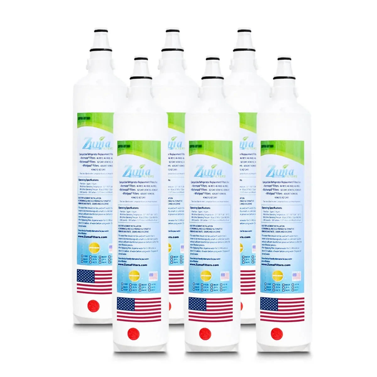 ZUMA Brand , Liquid Filters , Model # ZWFZ1-RF750 , Compatible with Subzero® IT36CIRH - 6 Pack - Made in U.S.A.