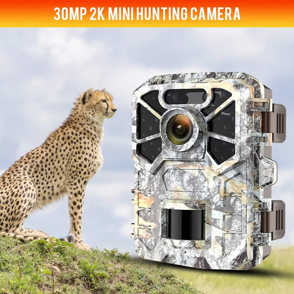 Trail Camera, 30MP 2k Game Camera with Infrared Night Vision Wildlife Surveillance, Farm Monitoring, Liquid Hunting Trail Monitor with 120° Wide Angle Lens
