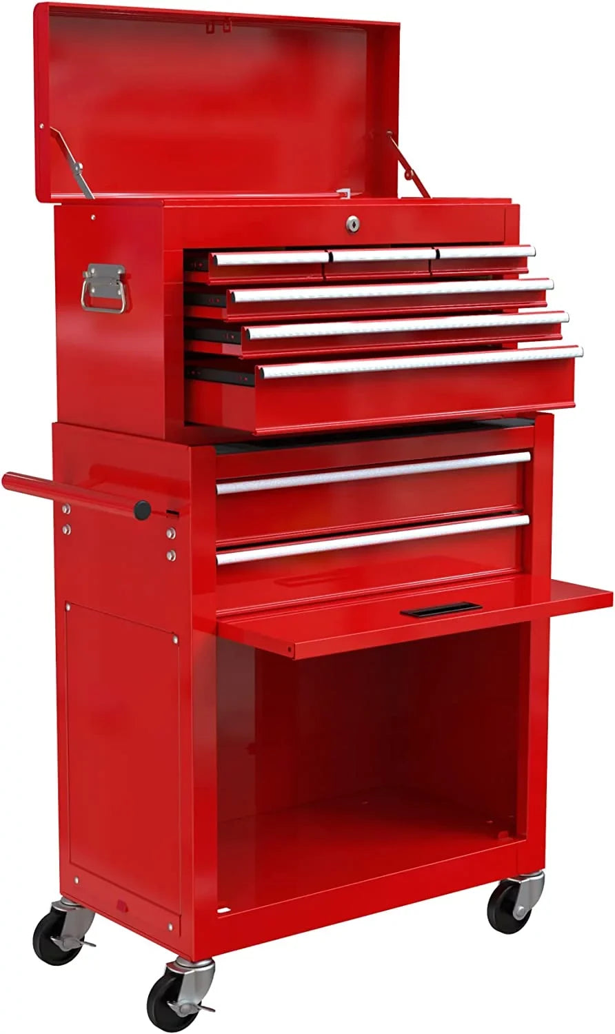 LoLado 8 Drawer Rolling Tool Chest with Wheels, High Capacity Tool Storage Cabinet & Tool Box Cart, Lockable Rolling Tool Chest with Drawers, Toolbox Organizer for Garage Warehouse Workshop - Red