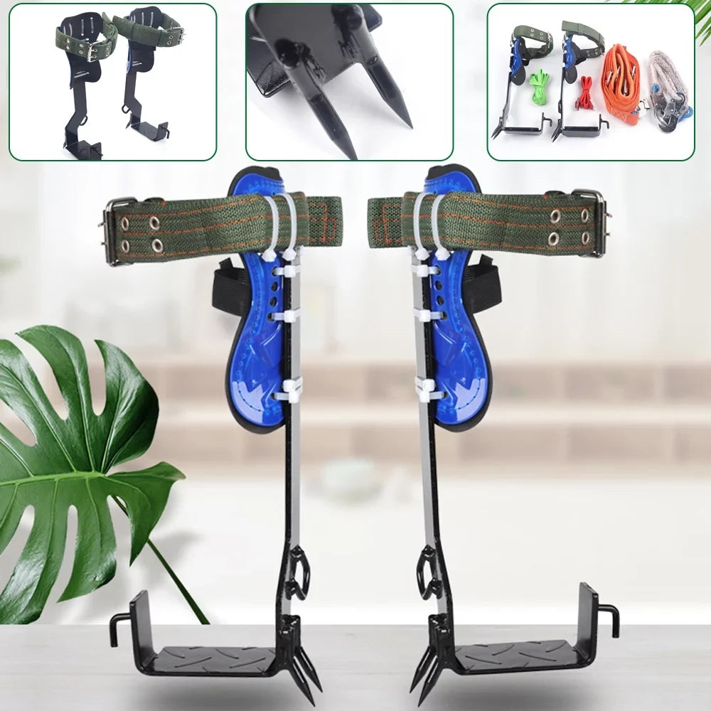 Tree Climbing Spikes Set 2 Gears with Adjustable Safety Harness Belt Straps, Tree Pole Climbing Shoes Tool for Picking Fruit, Hunting Observation, Indoor Climbing and Sports