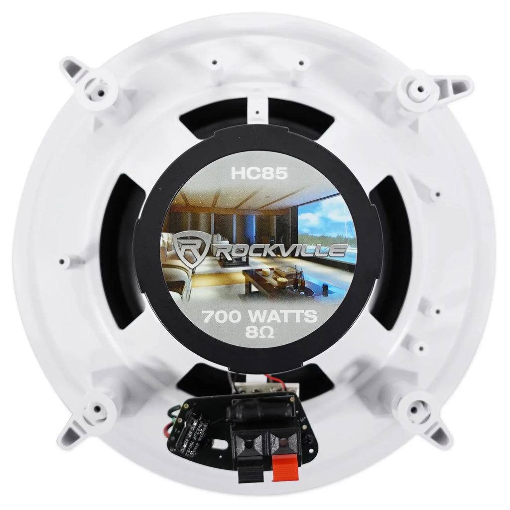 Rockville RPA40BT 4-Room Home Audio Kit Receiver+(8) 8" White Ceiling Speakers