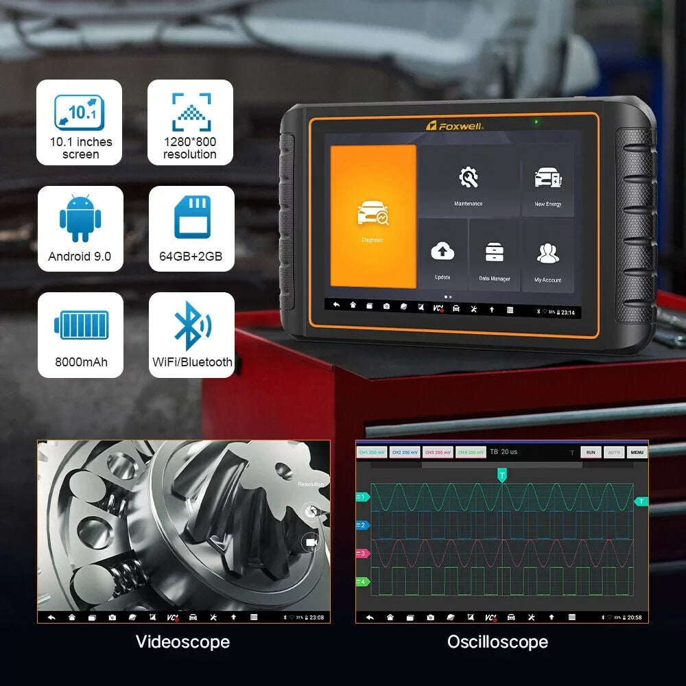 FOXWELL GT75TS Automotive Bi-Directional Control Diagnostic Scan Tool Car TPMS Service Tool OBD2 Scanner Full Systems ECU Coding Actuation Test Code Reader EOBD OBD Scan 30+ Resets Free Update