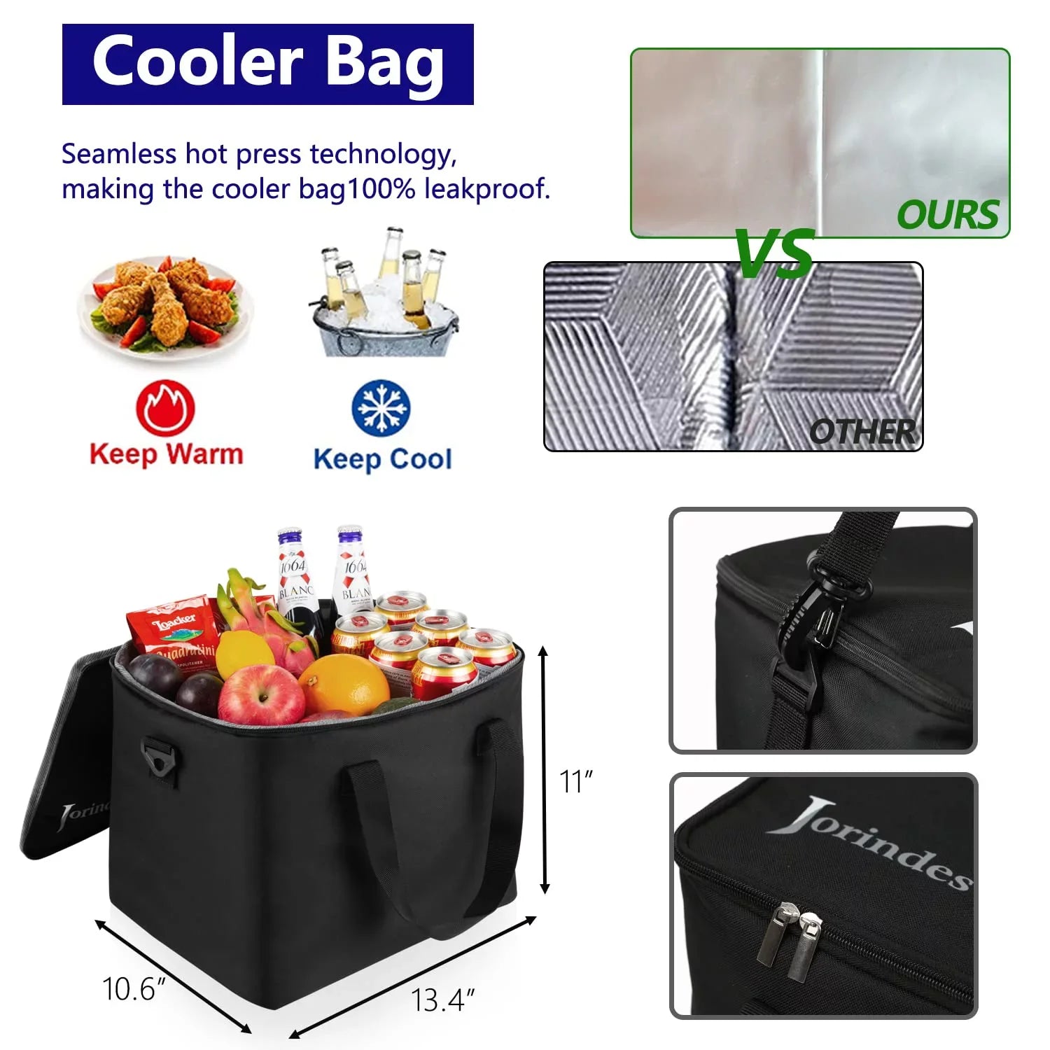 Trunk Organizer for Car with Insulated Leak proof Cooler Bag, Collapsible Liquid Car Organizer 3 Compartments Suitable for Vehicle Sedan, Suv, Truck,Van