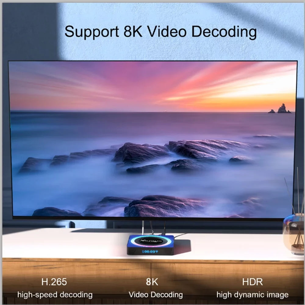 Android 13.0 TV Box,X88 PRO 13 Acrylic 4GB RAM 64GB ROM RK3528 Quad-Core WiFi6 Dual Band 2.4G/5.8G Ethernet 1000M BT5.0 8K HDR10+ Ultra HD USB3.0