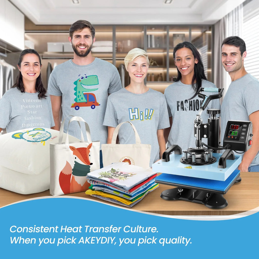 Qhomic 12x10in Heat Press Machine Digital Precise LCD Control Printing Sublimation, Heat Transfer Machine with 360 Degree Swivel Away Printing Transfer for DIY T-shirts, Tote Bags, Mats