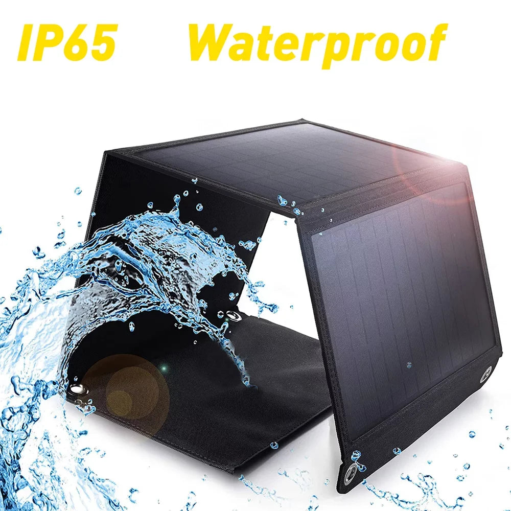 DFITO 80W Outdoor Foldable USB Solar Panel Power Bank for Camping Hiking