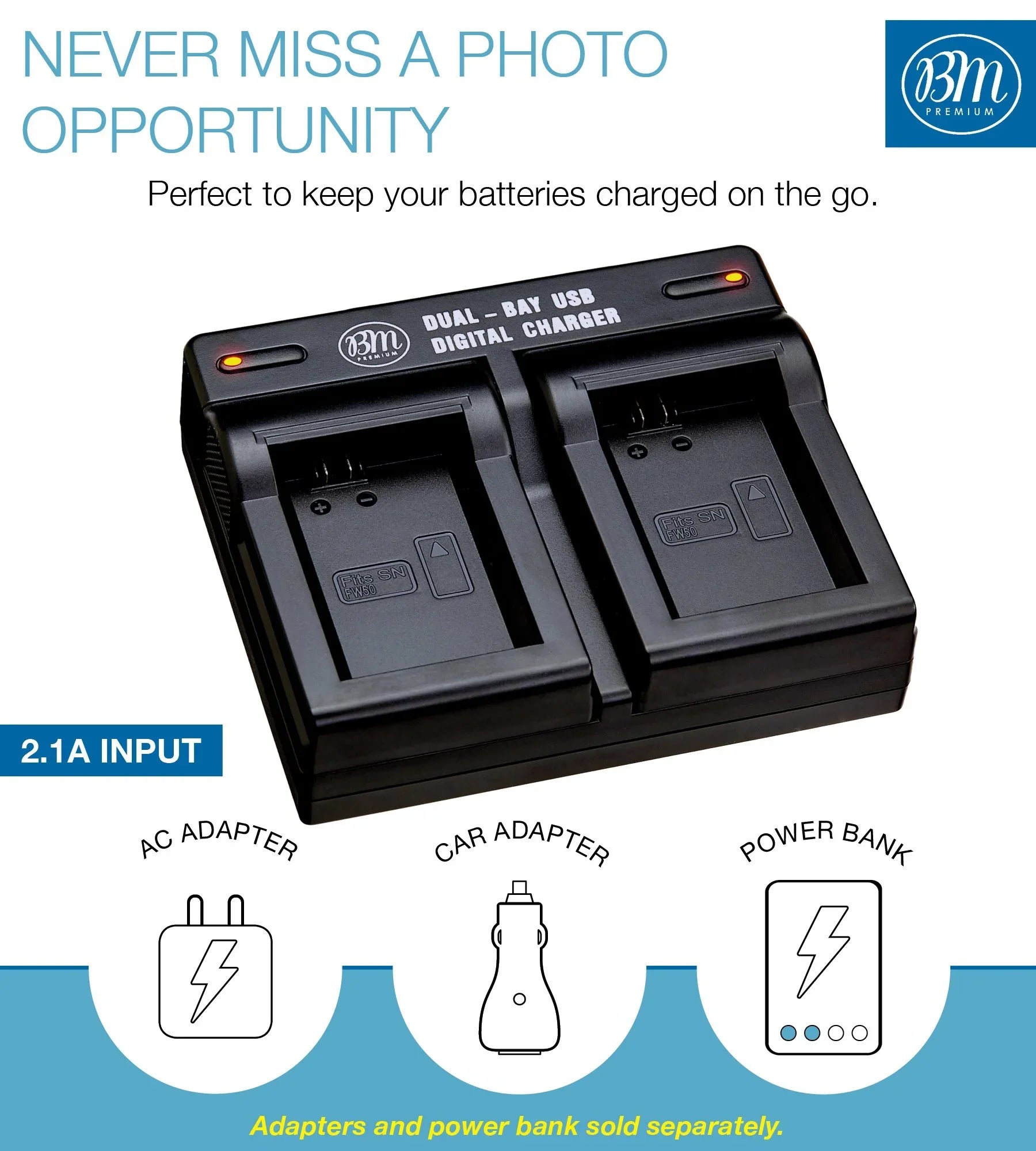 BM 2 NP-FW50 Batteries and Dual Charger for DSC-RX10 II, III, IV Alpha 7 a7 A7 II a7R A7s II a3000 a5000 a6000 A6100 a6300 a6400 a6500 Cameras