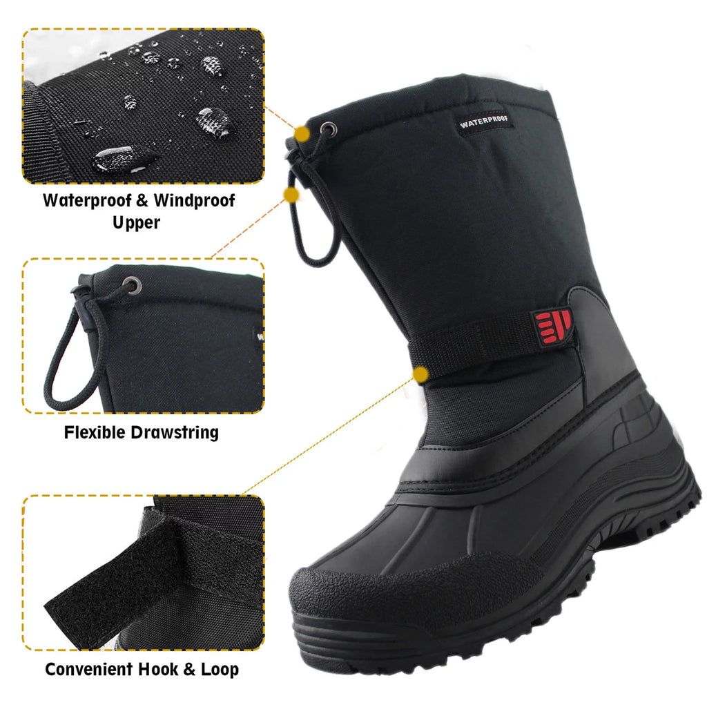 Tanleewa Men's Winter Boots Liquid Insulated Snow Boots Anti-Slip Shoe Size 11.5 Adult Male