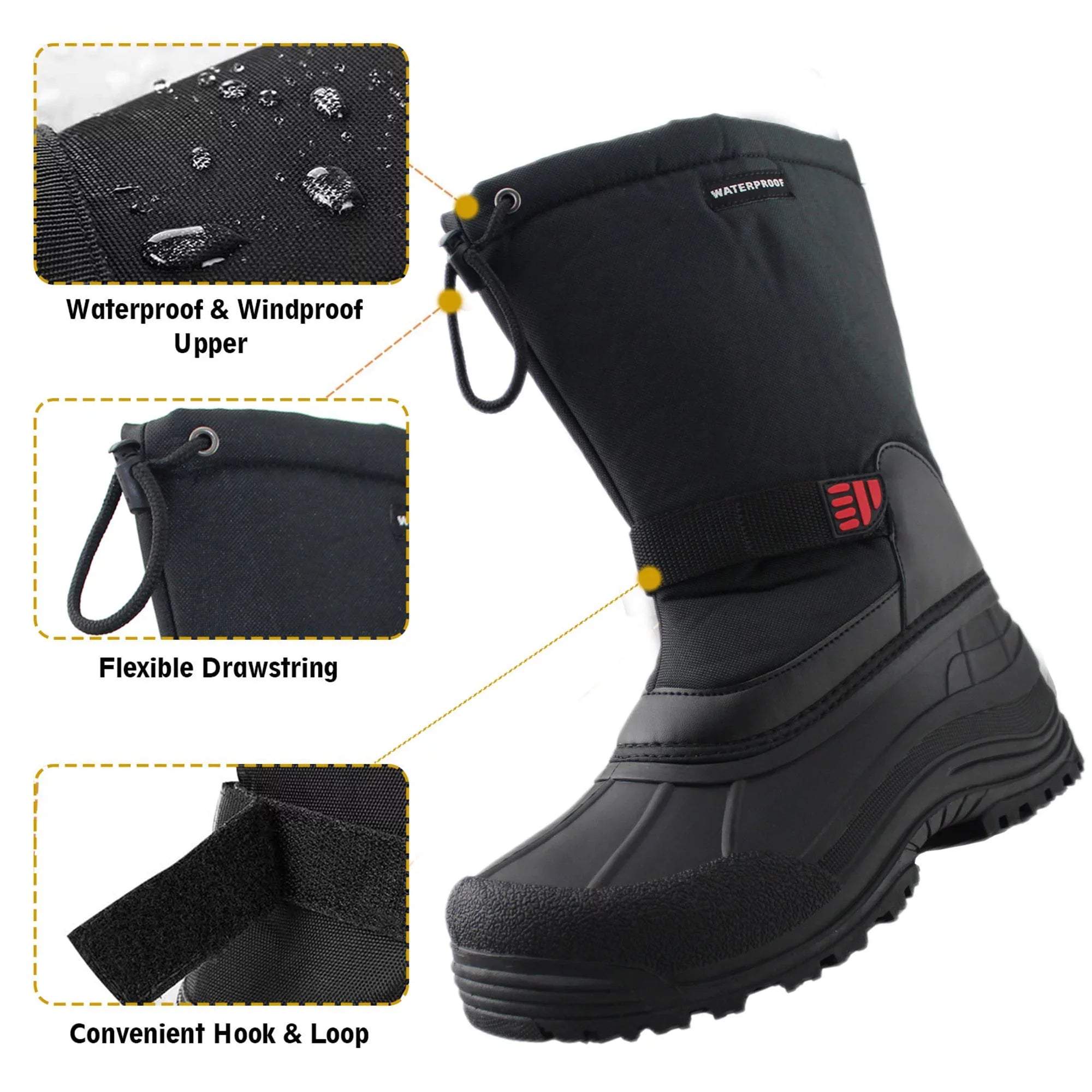 Tanleewa Men's Winter Boots Liquid Insulated Snow Boots Anti-Slip Shoe Size 11.5 Adult Male