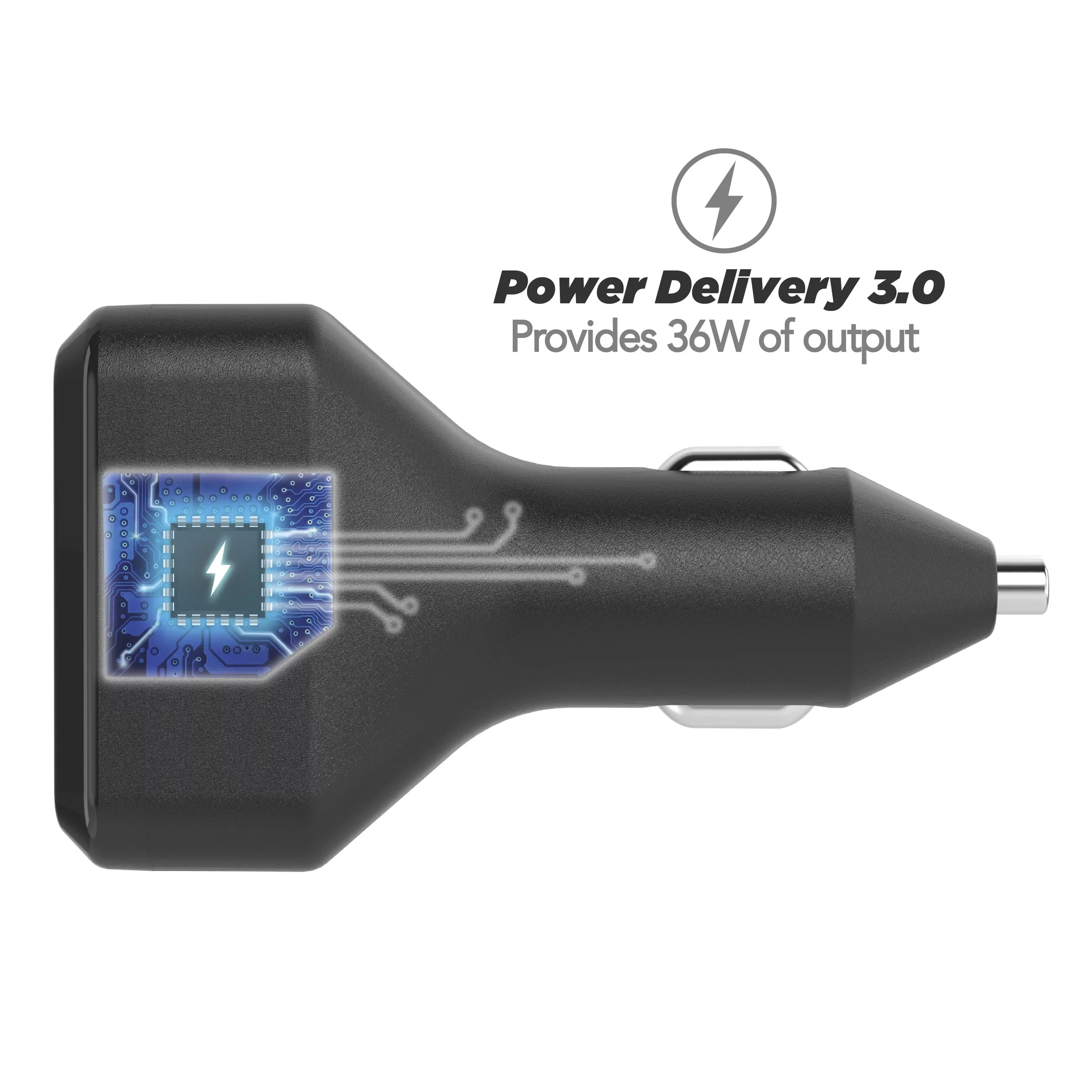 Scosche CPDC8C8-SP PowerVolt? 36W Certified USB Type-C + Type-C Fast Car Charger Power Delivery 3.0 for standard USB-C Devices
