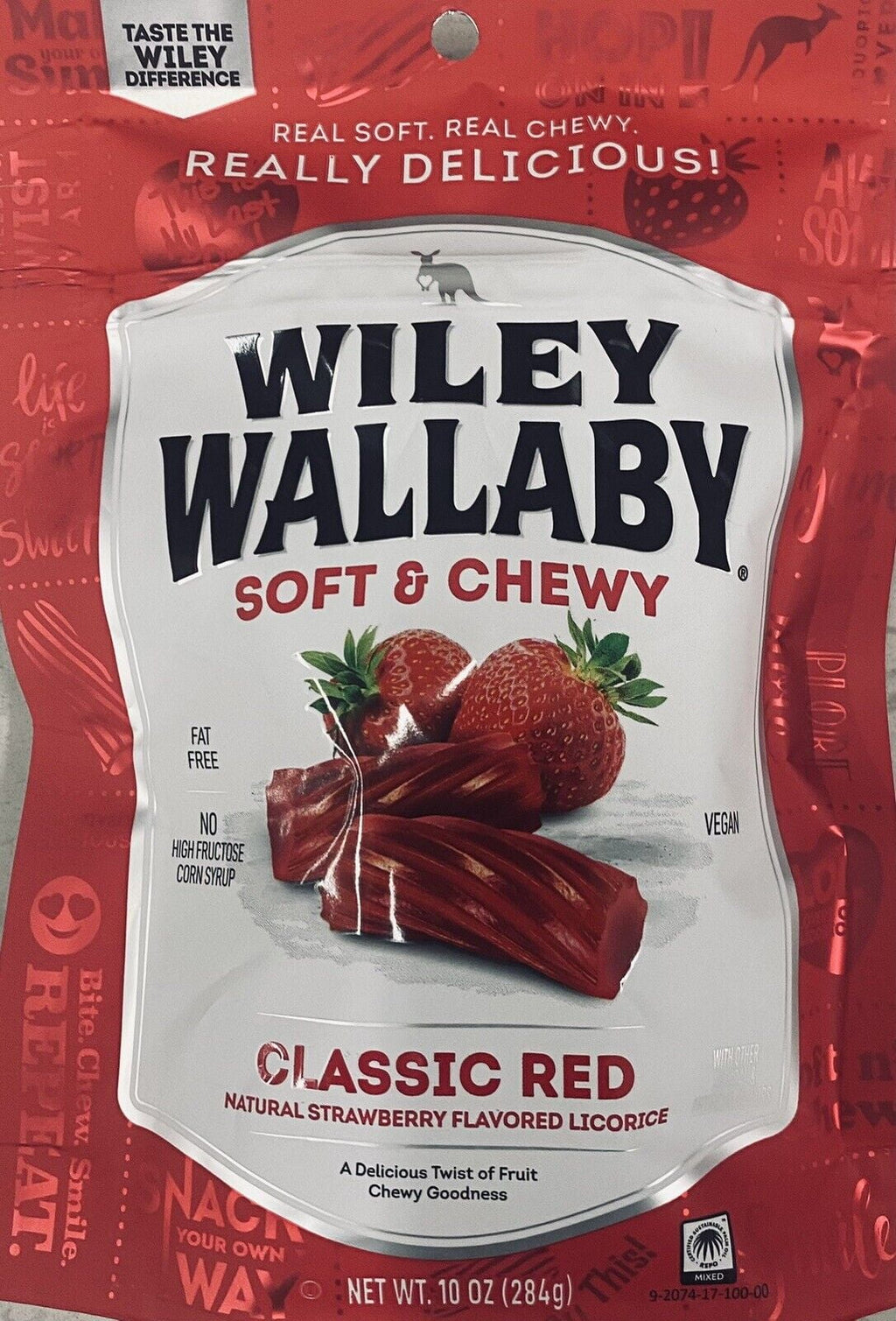 Wiley Wallaby Soft & Chewy Classic Red STRAWBERRY Australian Licorice 10 Oz Bag