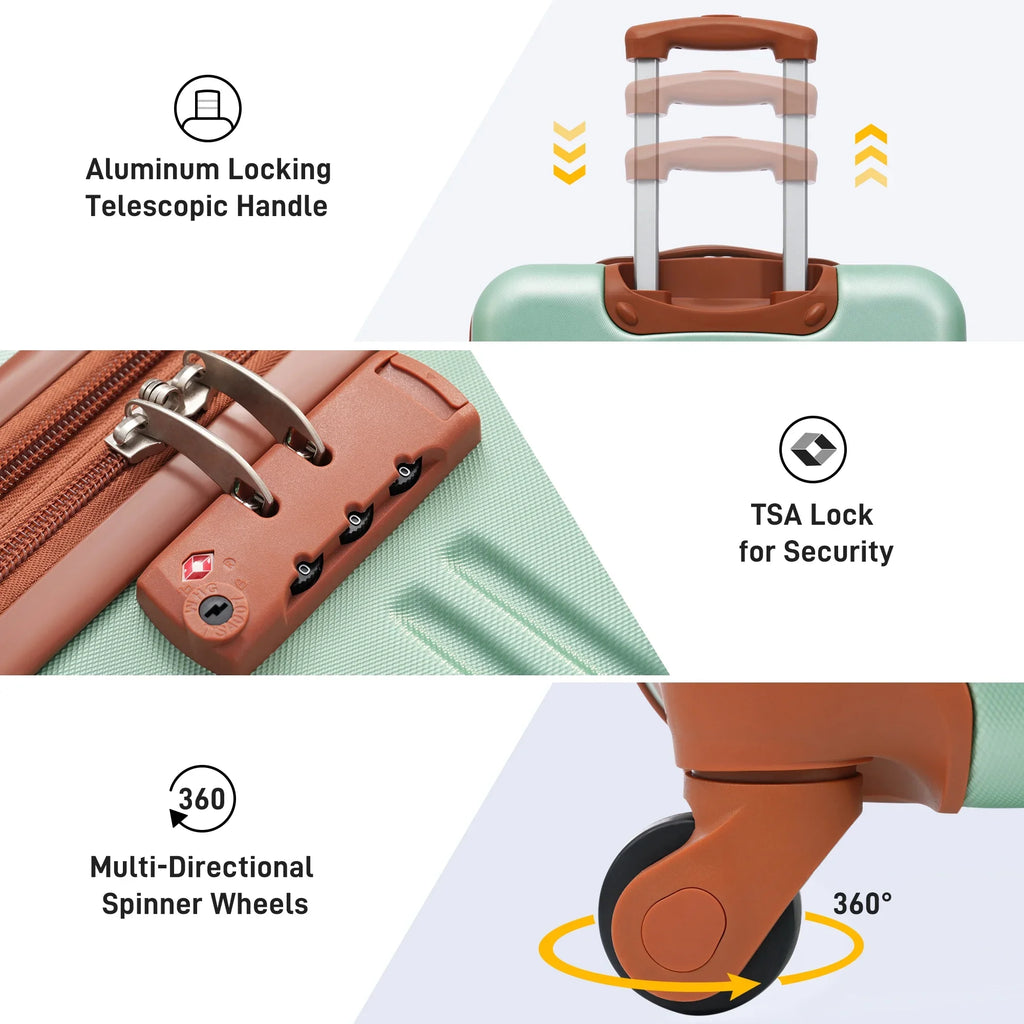 Crtynell 3 Piece Luggage Set Hardside Spinner Suitcase with TSA Lock 20" 24" 28" Available