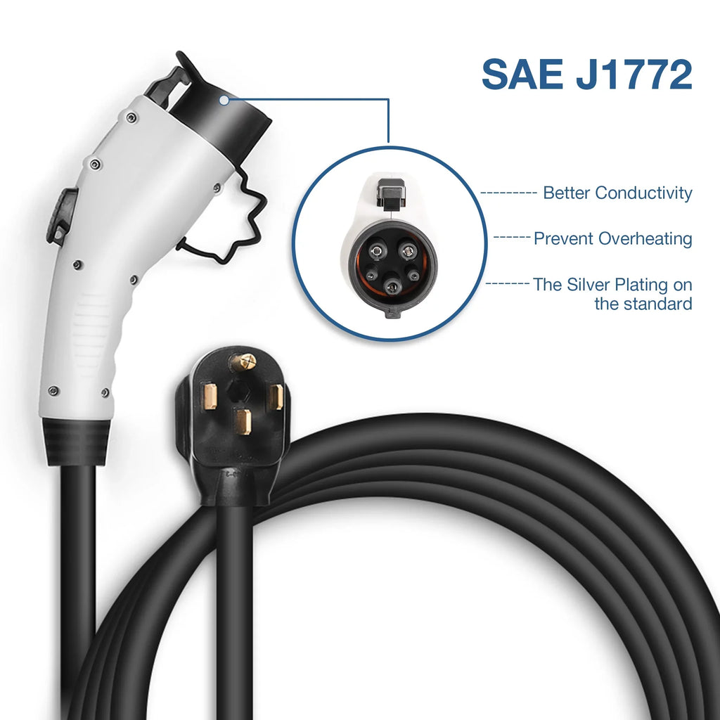 NEMA 14-50 Level 2 EV Charger Portable Electric Vehicle Charger with 25 ft Charging Cable, SAE J1772 Standard Plug (40 Amp, 240 Volt ) Indoor/Outdoor Car Charging Station NEMA 14-50