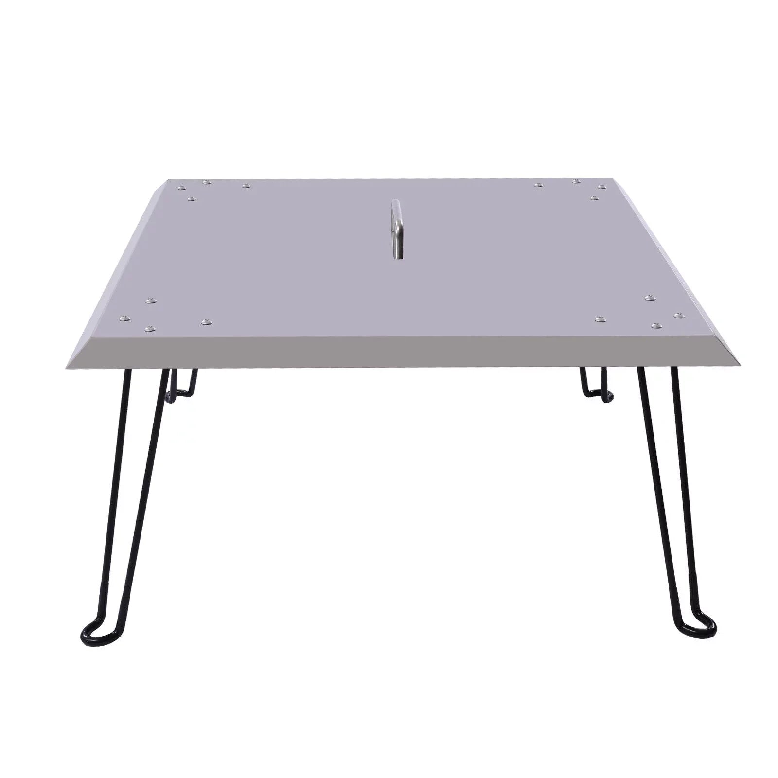 Miumaeov Square Fire Pit Burner Cover to Push Heat Down and Out Fire Pit Heat Deflector 24*24in with Foldable Legs Stainless Steel