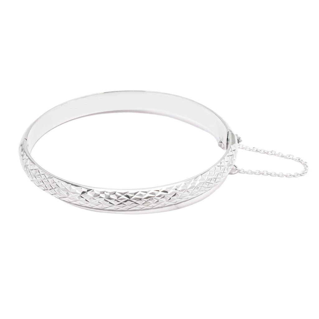 Dolce Giavonna Sterling Silver Crystal-Cut Bangle Bracelet