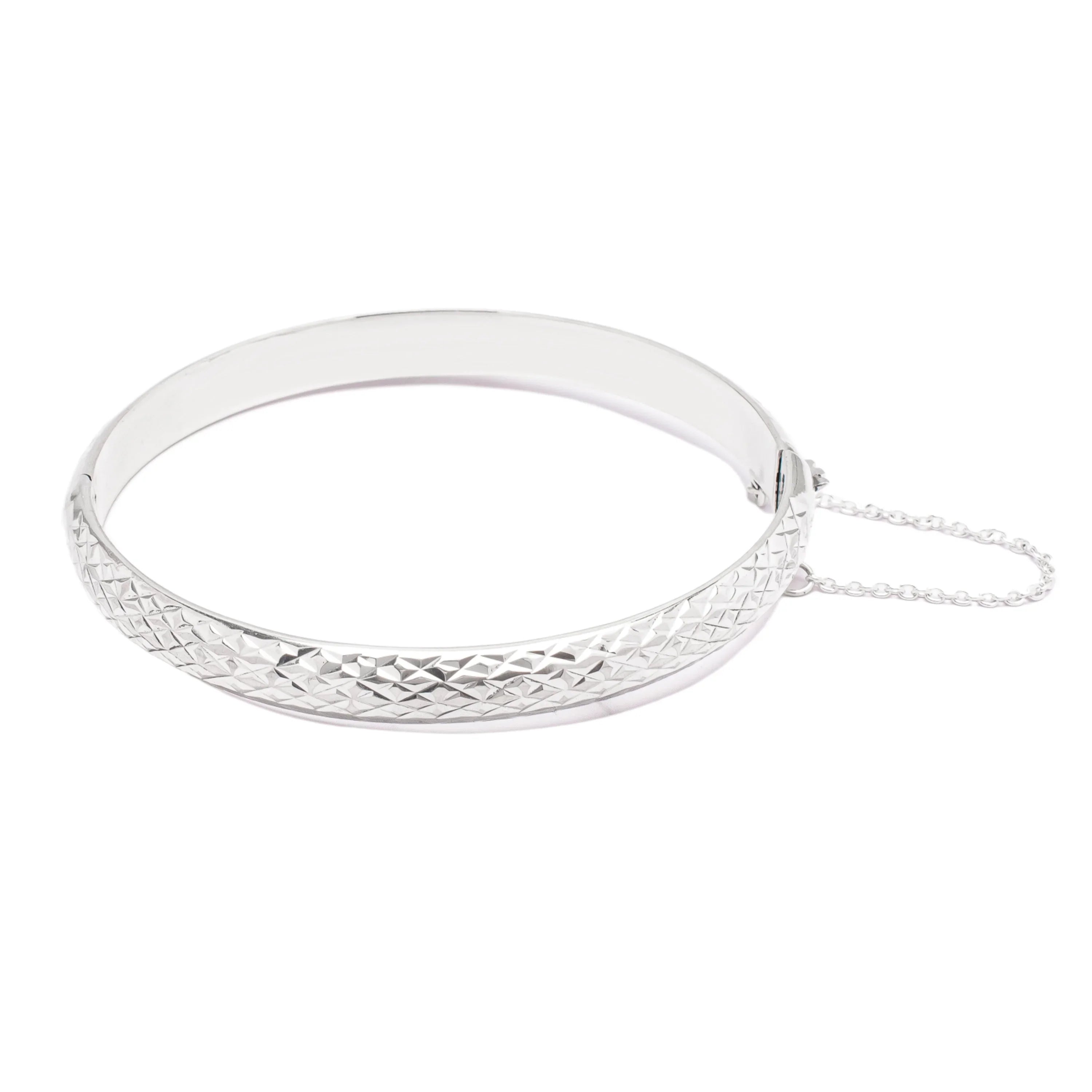 Dolce Giavonna Sterling Silver Crystal-Cut Bangle Bracelet