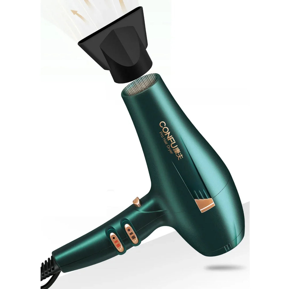 CONFU hot and cold air Hair Dryer, 2000W High Power Dryer, Quiet high wind professional hair stylist Dryer, Cool Shot Button, 3 Heat and 2 Speed Settings, Ionic Function for Shinier Results Silver