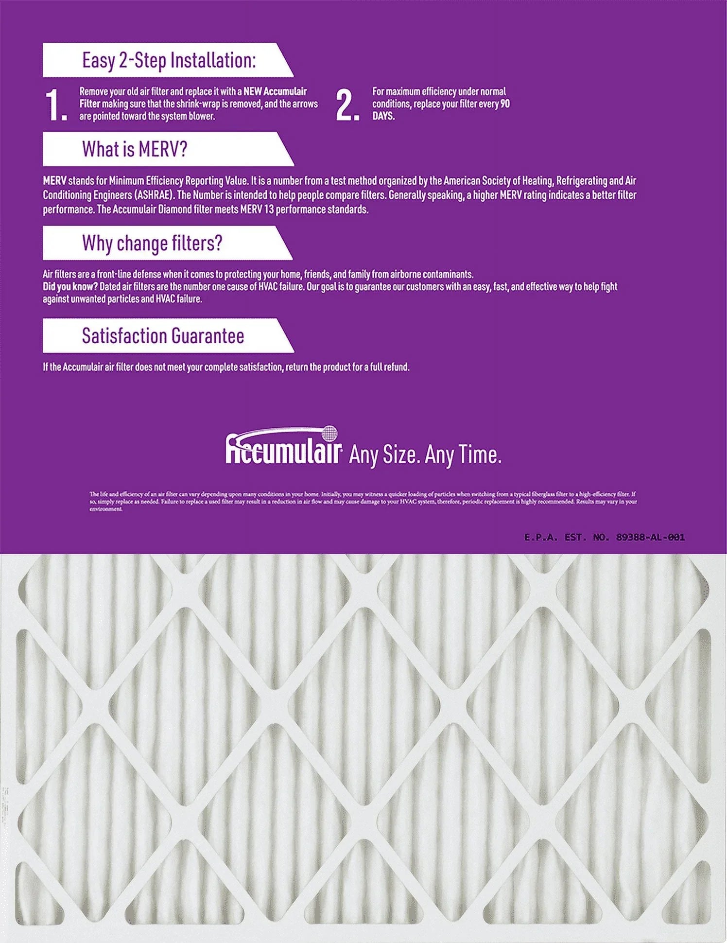 Accumulair Diamond 16x20x1 MERV 13 Air/Furnace Filters (6 pack)