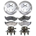 AutoShack Front Wheel Bearing Hub Assembly Brake Rotors Ceramic Pads Kit Driver and Passenger Side Replacement for 2000 2001 2002 Dodge Dakota Durango 2.5L 3.9L 4.7L 5.2L 5.9L V6 V8 4WD