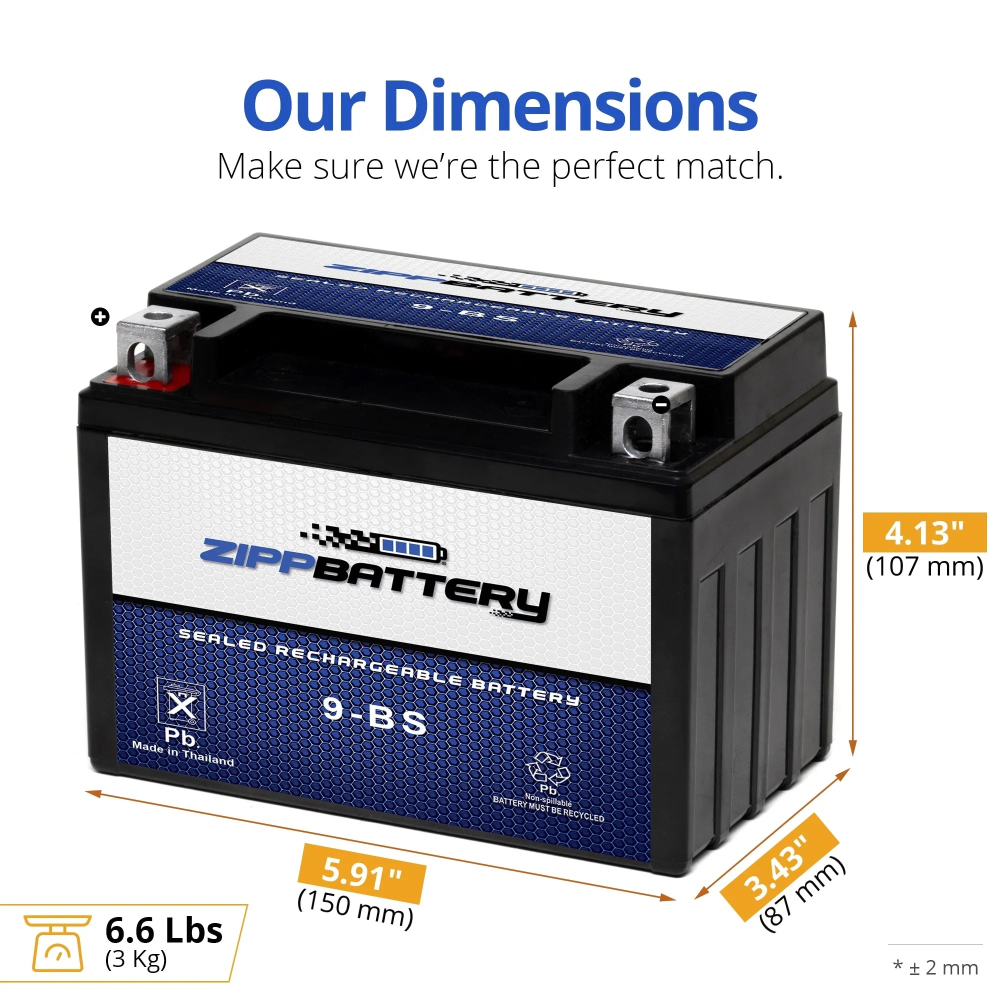 Zipp Battery YTX9-BS (9-BS 12 Volt,8 Ah, 120 CCA) Scooter Battery for Honda Ch150 Elite 150cc 85'-86'